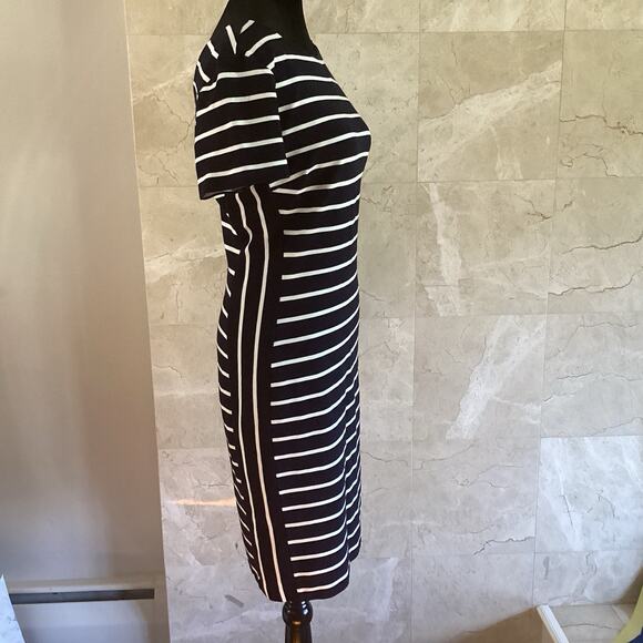 Banana Republic Bodycon Dress Size 6 Navy Striped Slimming Officewear Fall - Picture 3 of 10